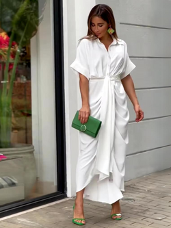 Elegant White Chiffon Maxi Dress